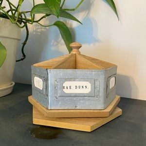 Rae Dunn wood and tin spinning organizer